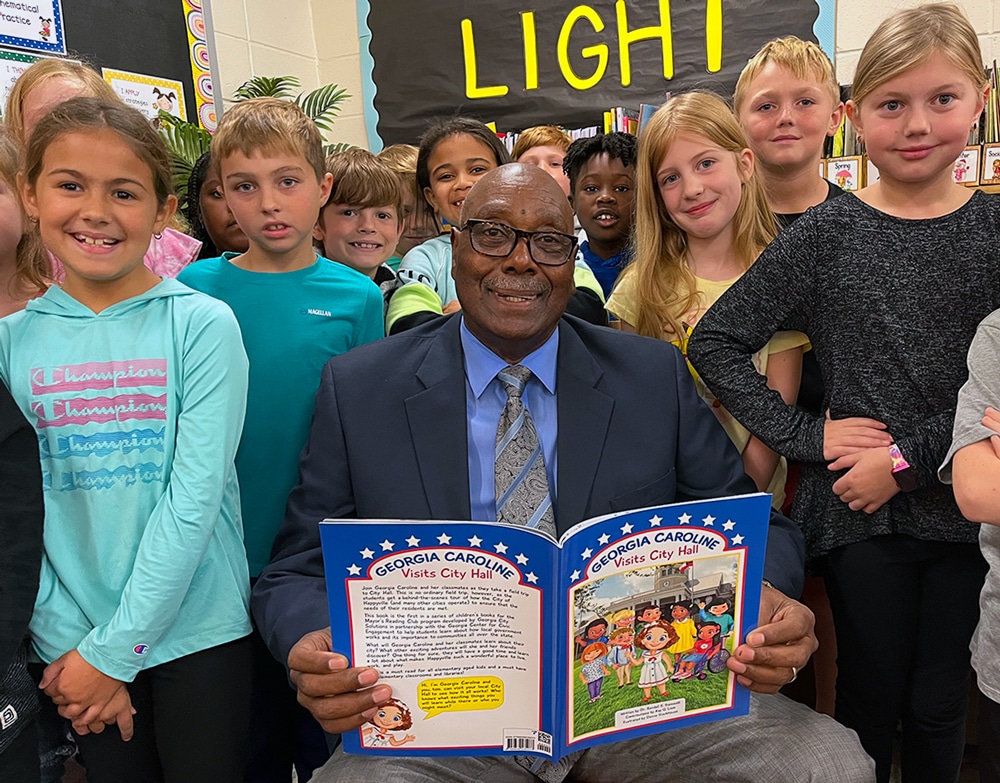Madison Mayor Fred Perriman reads to third graders at Morgan County Elementary School, October 2022.
Photo by Patrick Yost.